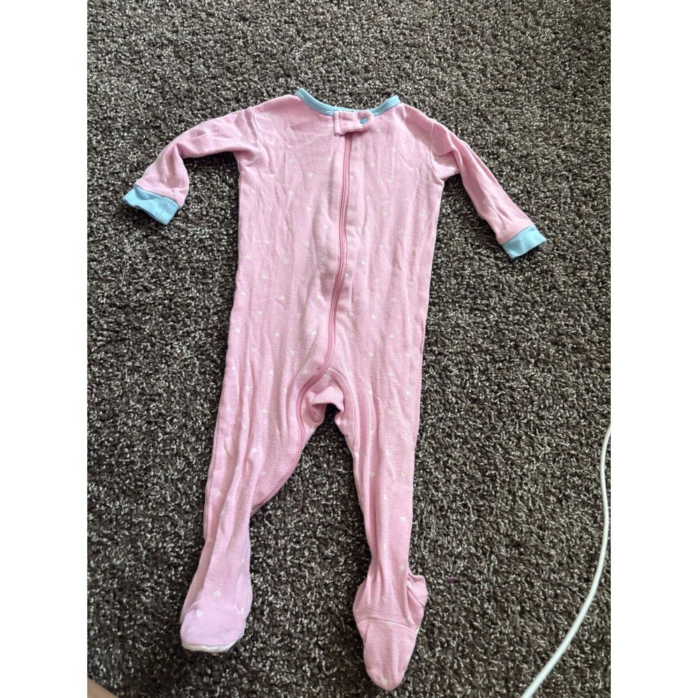 Gerber Baby Pink Heart Footie Pajamas Size 9 Months